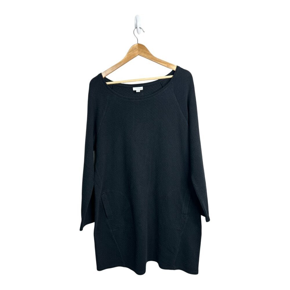 Pure Jill Black Textured Pullover Midi Dress Size L | Loungewear | Casual Luxury